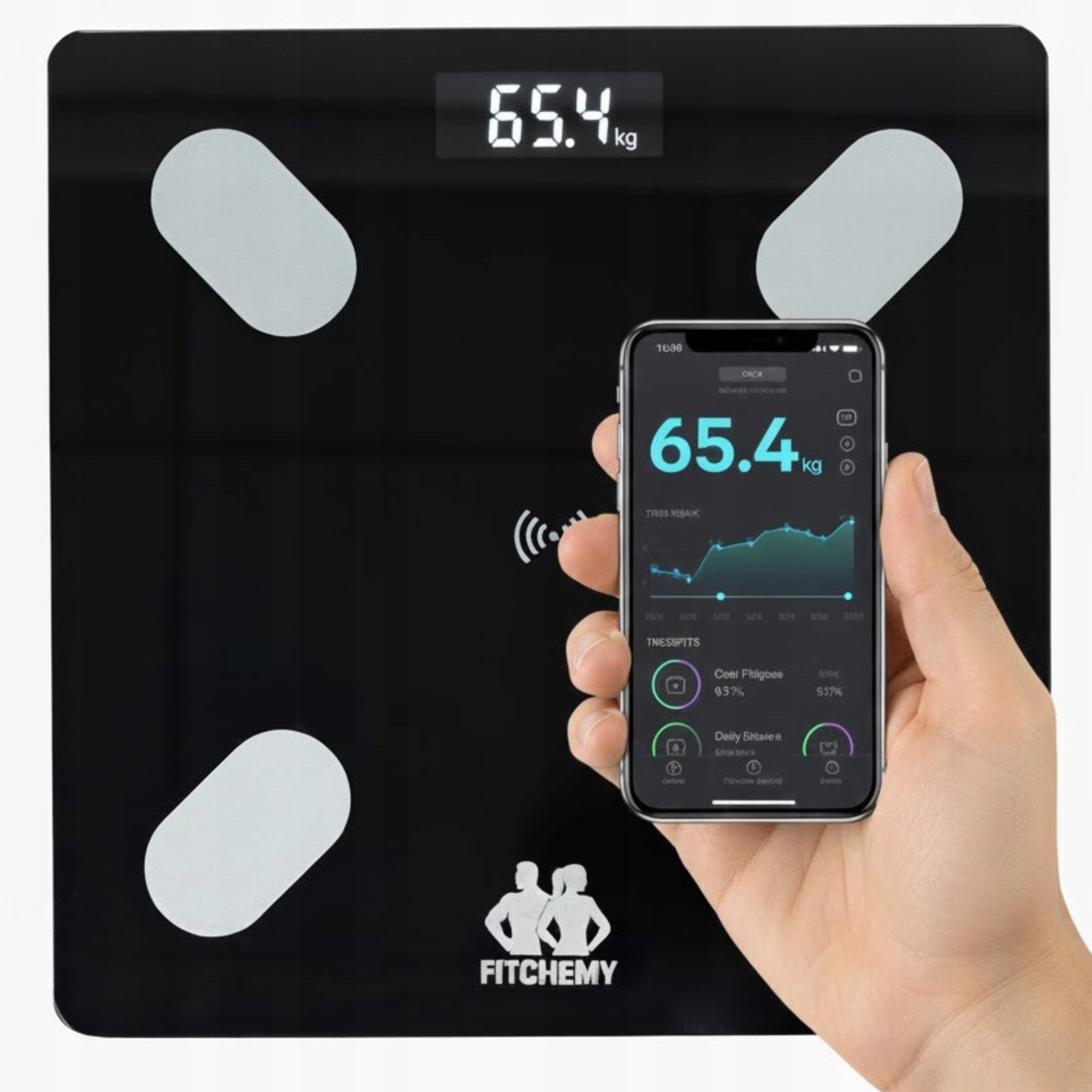 BATHROOM SCALE ANALYTICAL BLUETOOTH Poland APPLICATION FITCHEMY BMI Packaging status original