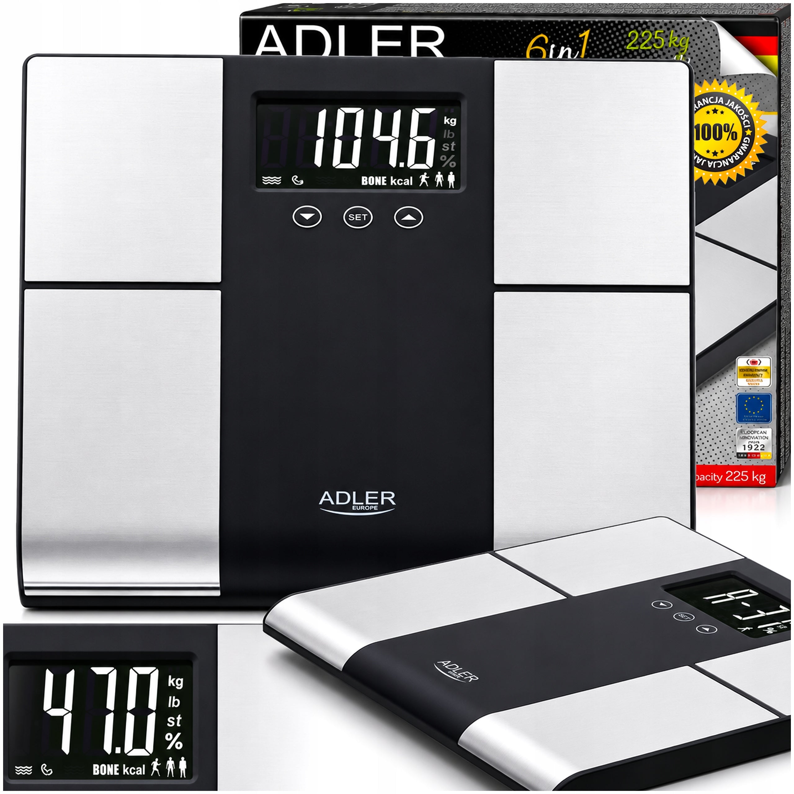 BATHROOM SCALE ANALYTICAL ELECTRONIC 225KG SMART MUSCLE BMI GLASS