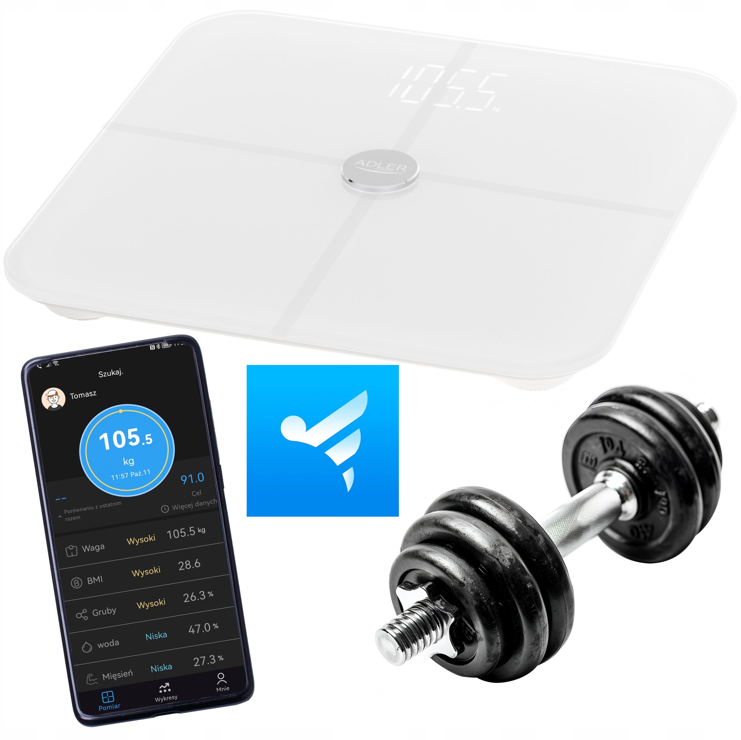 BATHROOM SCALE ANALYTICAL GLASS SMART BT application FitGo 12 PARAMETERS Brand no brand