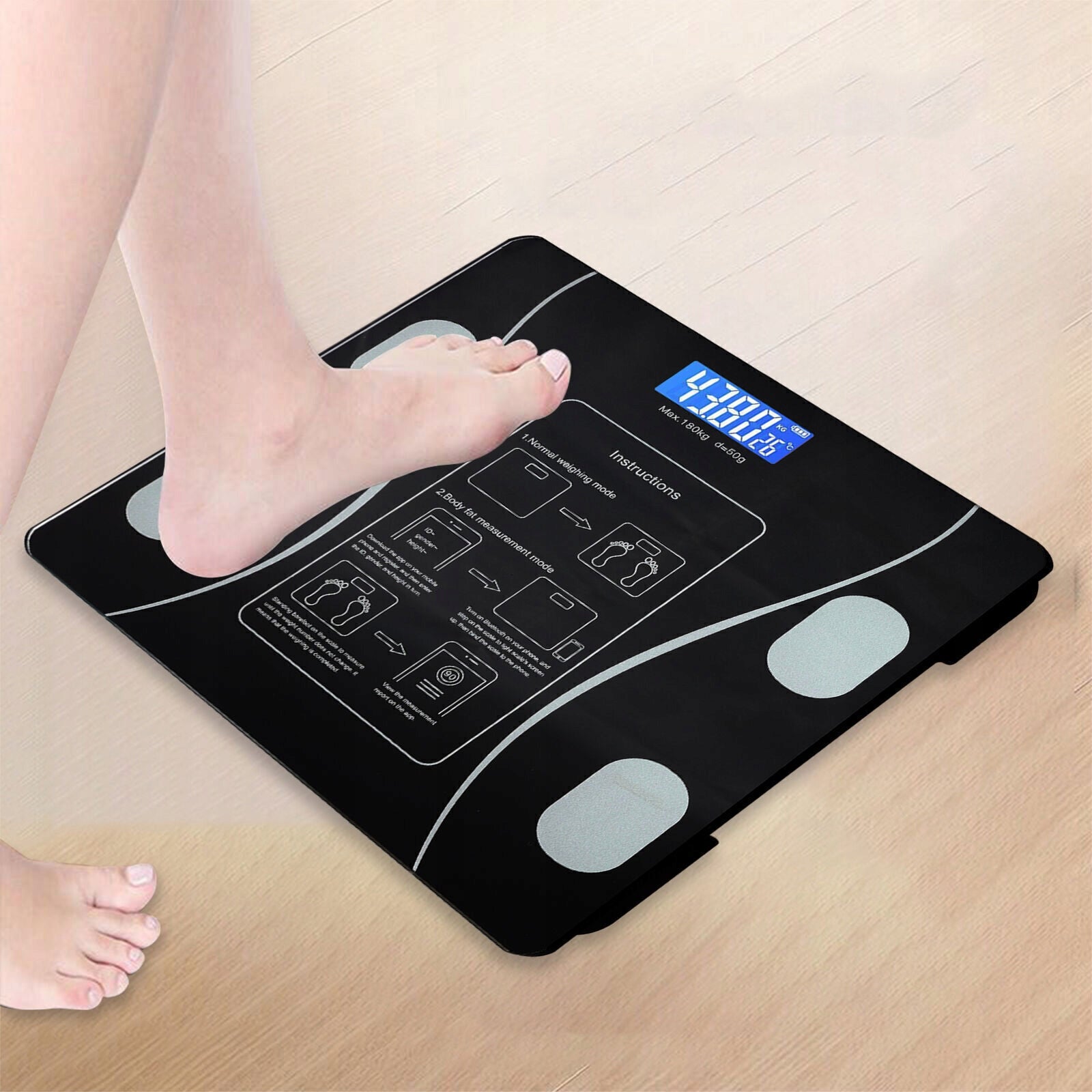 BATHROOM SCALE ANALYTICAL LCD ELECTRONIC BMI BLUETOOTH SMART UP TO 180KG Brand Bedee