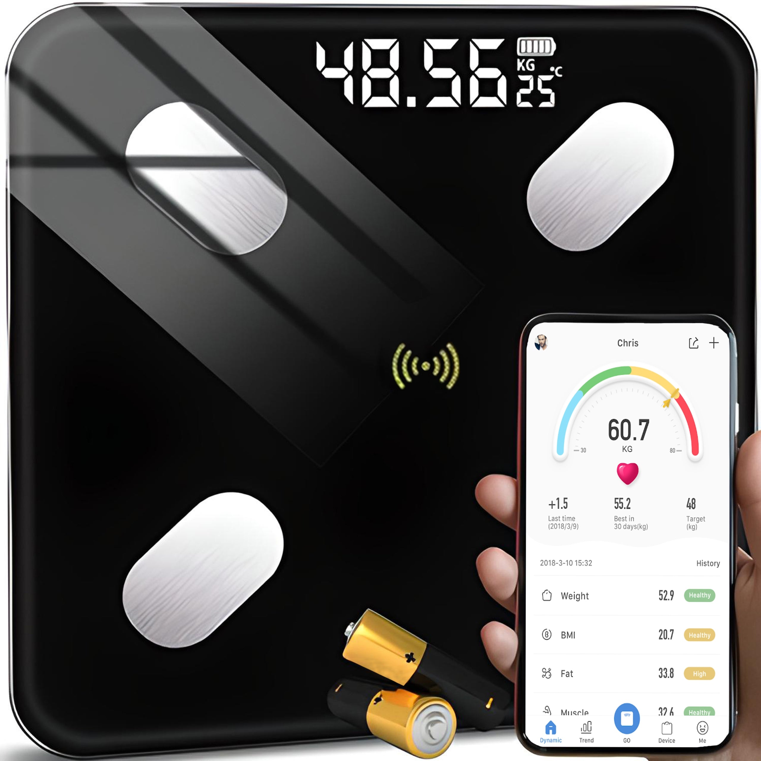 BATHROOM SCALE ANALYTICAL SLIM 180KG SMART+ 17in1 INTELLIGENT PRECISE