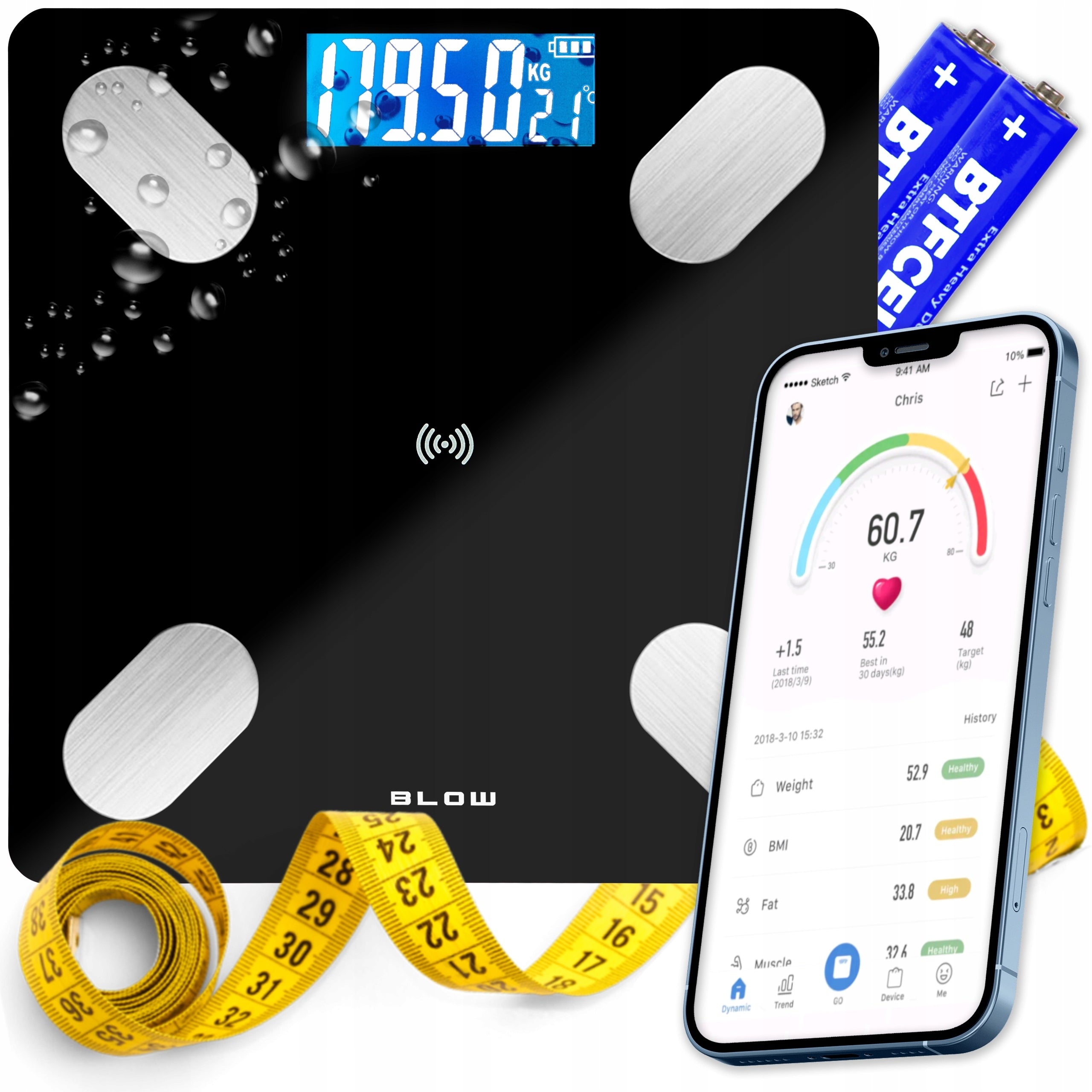 BATHROOM SCALE ANALYTICAL SLIM 180KG SMART+ 25in1 ANDROID iOS + SCOOP