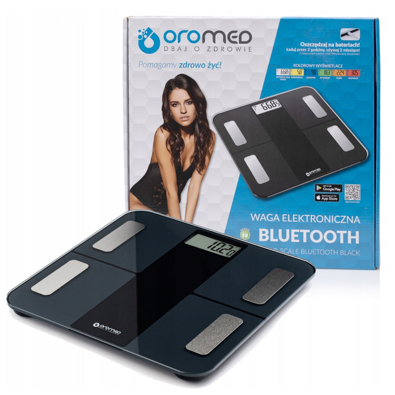 BATHROOM SCALE ANALYTICAL SMART SLIM 180KG ELECTRONIC GLASS IOS USB