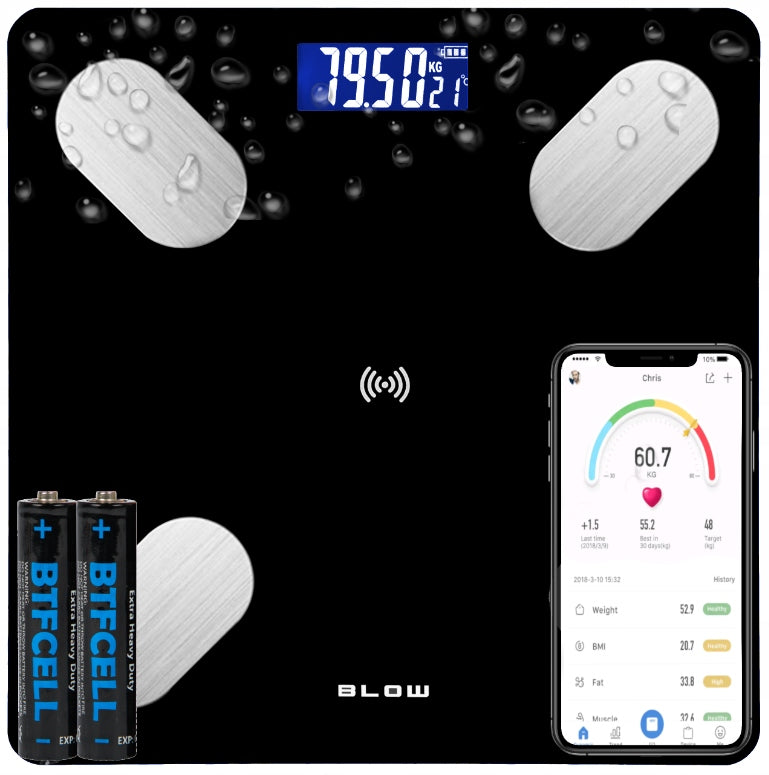 BATHROOM SCALE BLUETOOTH SMART 180KG SMART ANALYTICAL 25in1