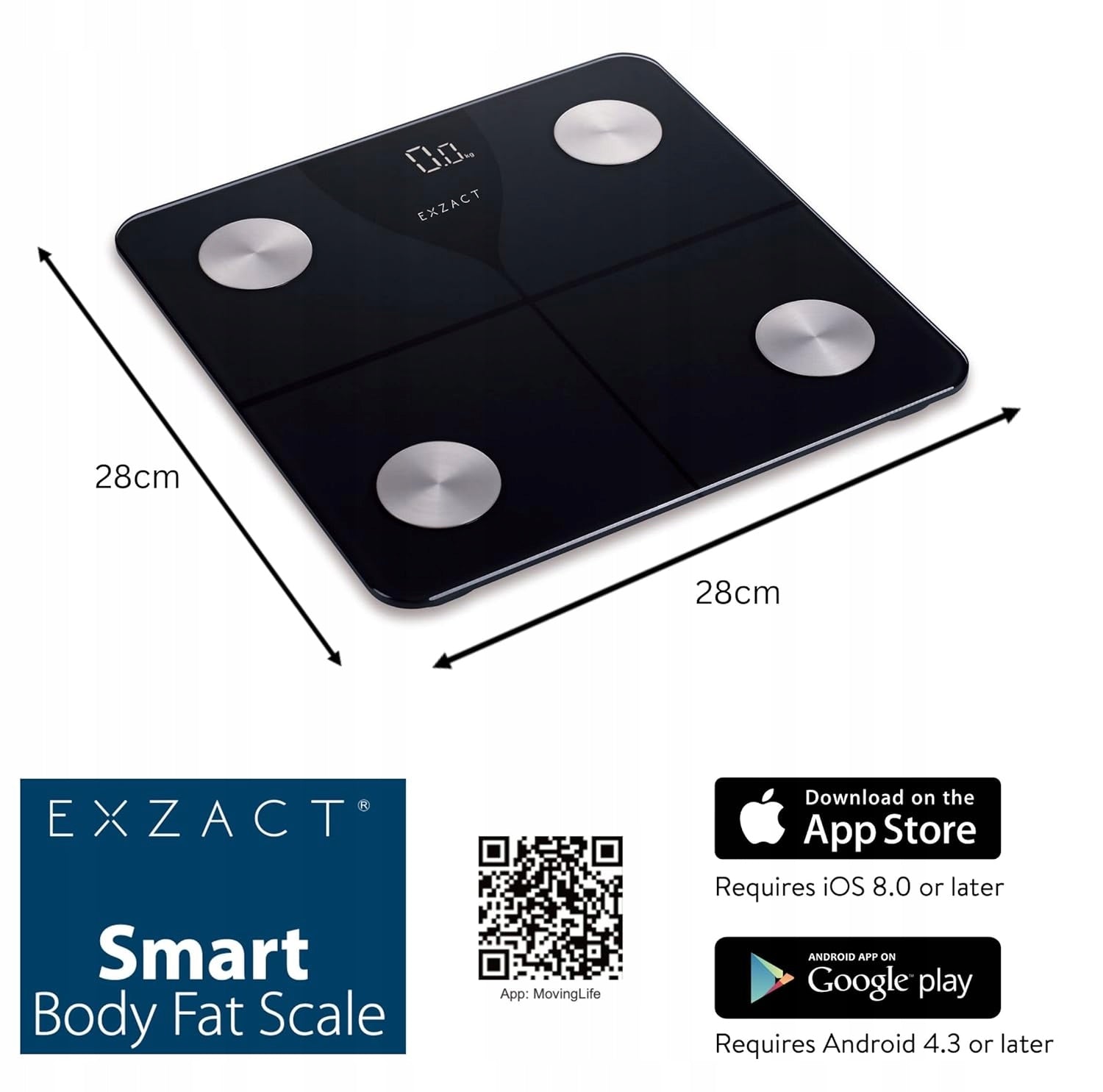 BATHROOM SCALE DIGITAL SMART BLUETOOTH BODY ANALYSIS LCD 180KG APP Manufacturer code 5906104858446