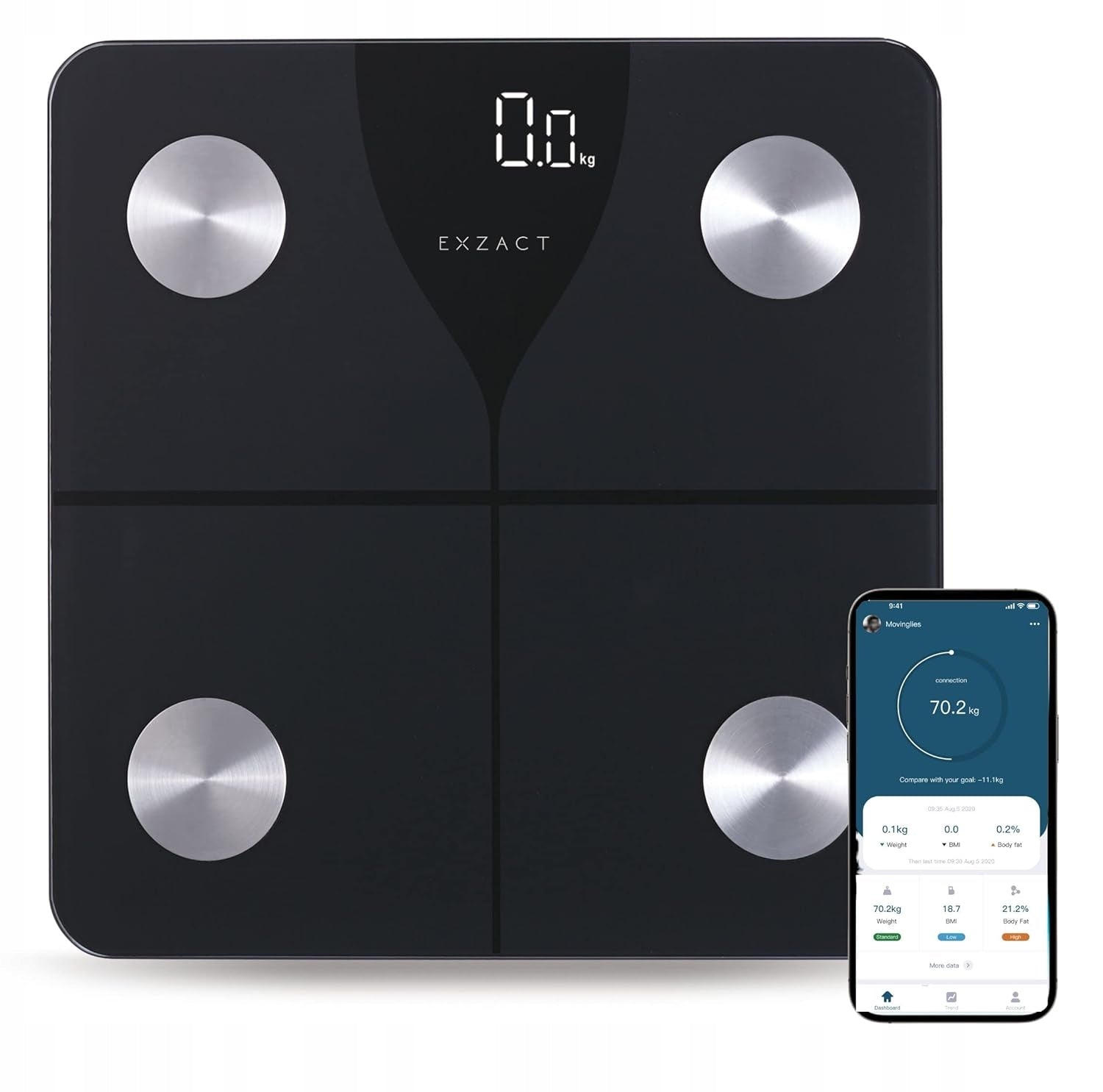 BATHROOM SCALE DIGITAL SMART BLUETOOTH BODY ANALYSIS LCD 180KG APP