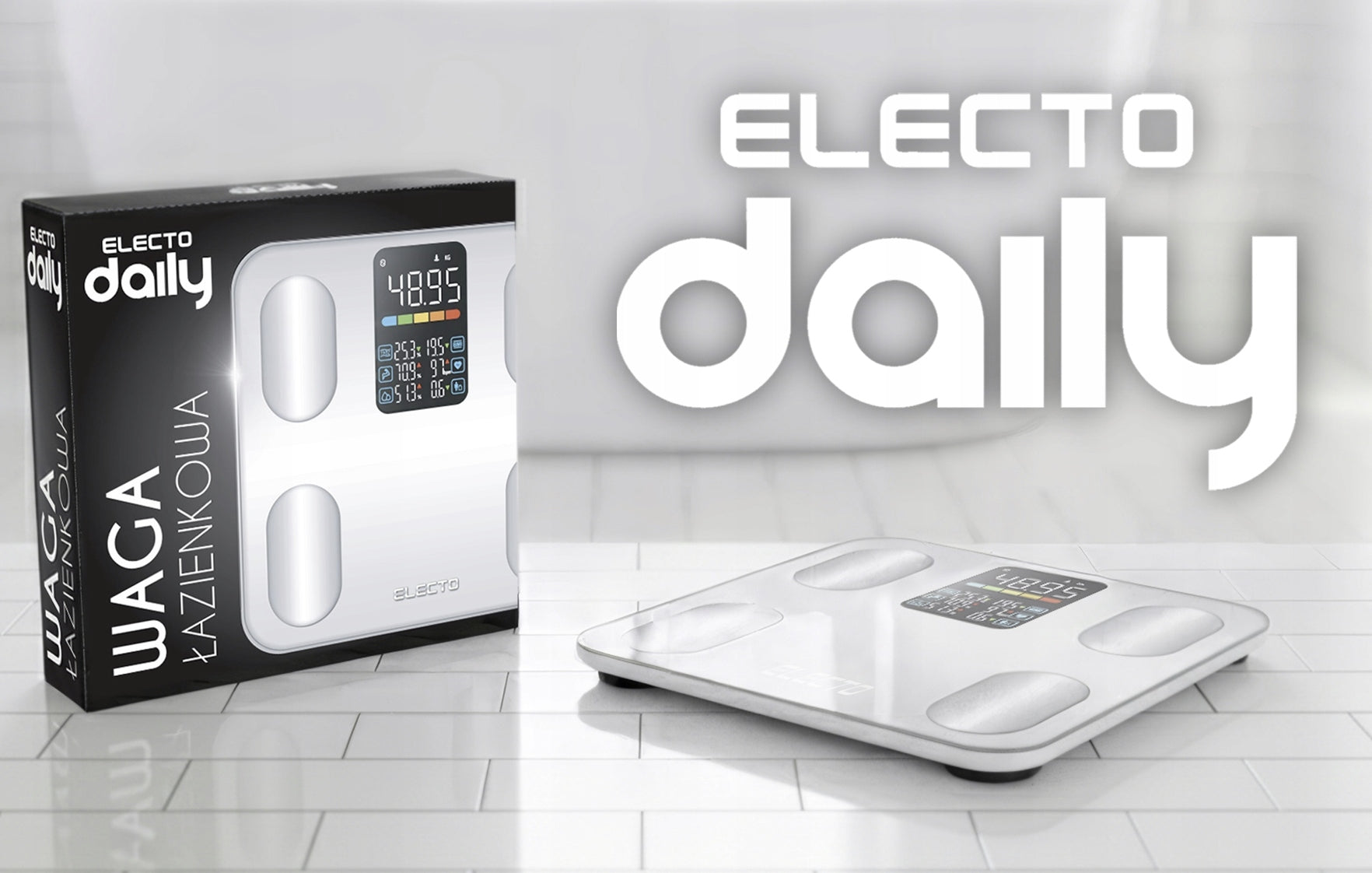 BATHROOM SCALE ELECTRONIC ANALYTICAL APPLICATION in Polish BMI 13IN1 LCD Packaging status original