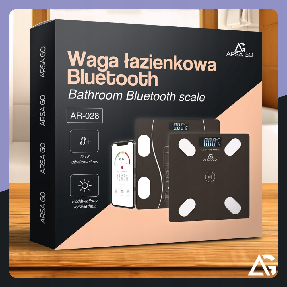 BATHROOM SCALE ELECTRONIC ANALYTICAL BLUETOOTH APPLICATION UP TO 180kg 32in1 Manufacturer code INTELIGENTNA WAGA DOKŁADNA SMART BMI BATERIE