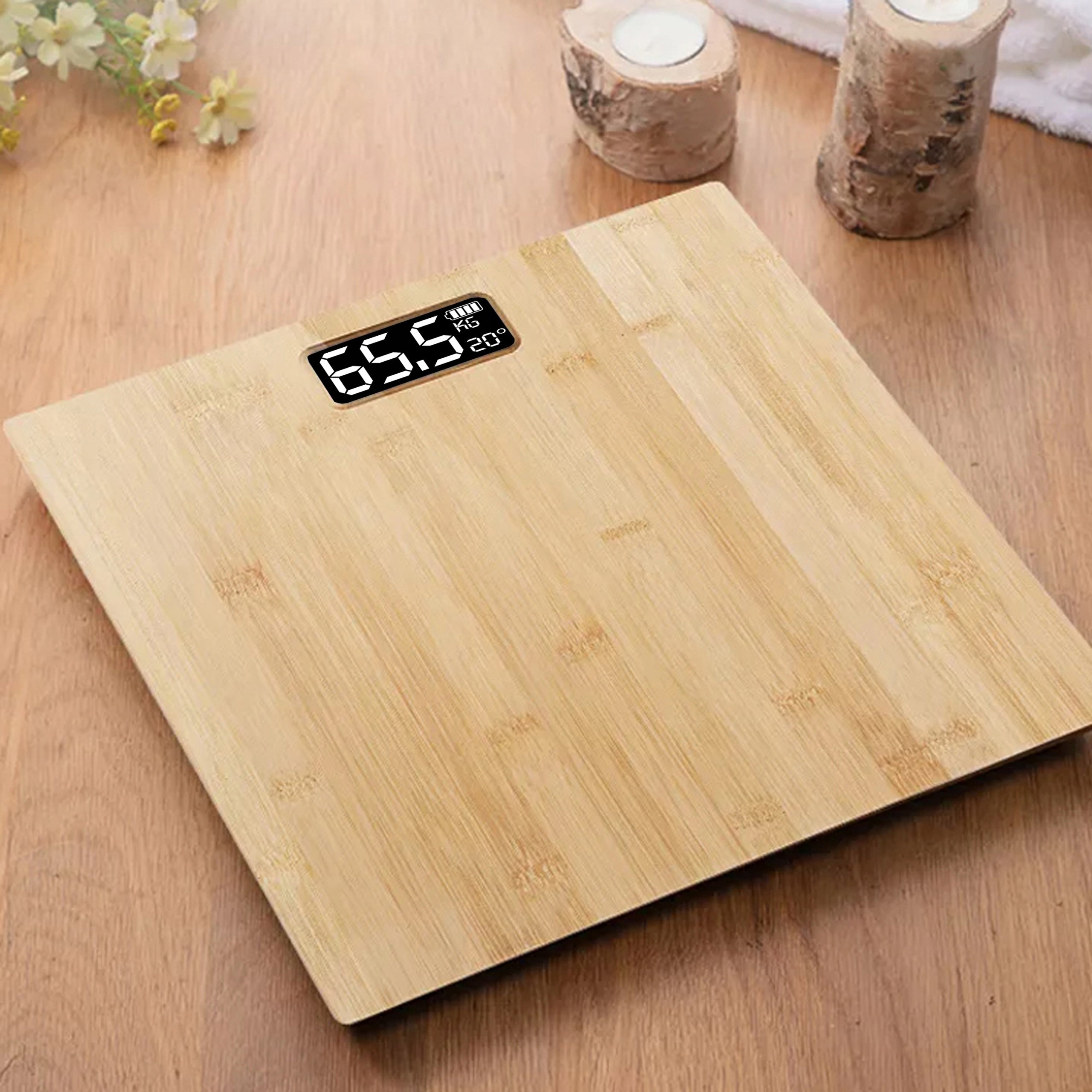 BATHROOM SCALE ELECTRONIC BAMBOO ANTI-SLIP DISPLAY 180 KG Manufacturer code waga bambusowa