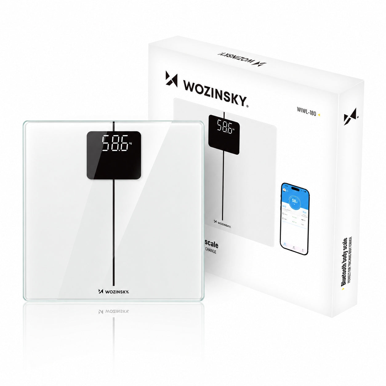 BATHROOM SCALE ELECTRONIC BLUETOOTH READABLE LED DISPLAY UP TO 180 KG