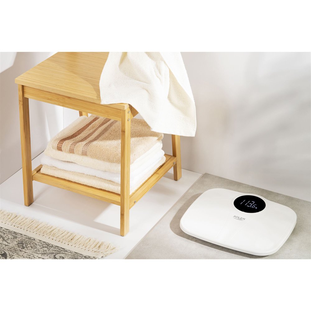 BATHROOM SCALE ELECTRONIC LIFTING CAPACITY 180 KG PRECISION WHITE LED ADLER XXL Packaging status original