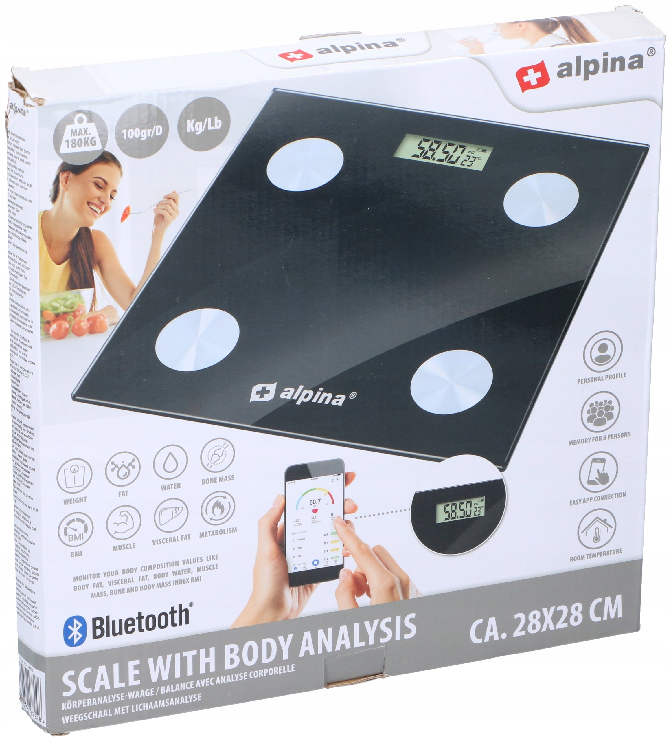 BATHROOM SCALE with body composition analyzer for Bluetooth connection ALPINA