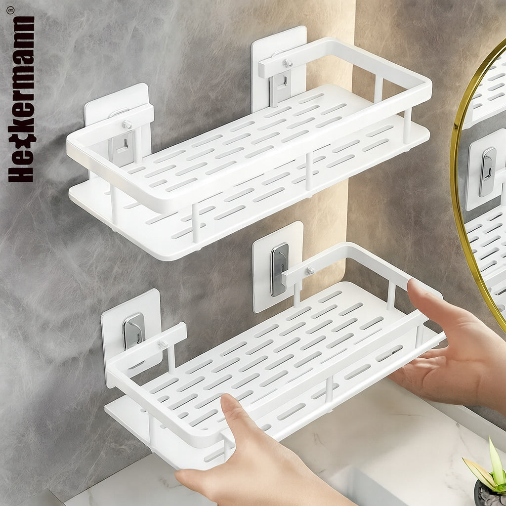 BATHROOM SHELF SELF ADHESIVE HANGING WALL LOFT FOR SHOWER METAL 30cm Brand Heckermann