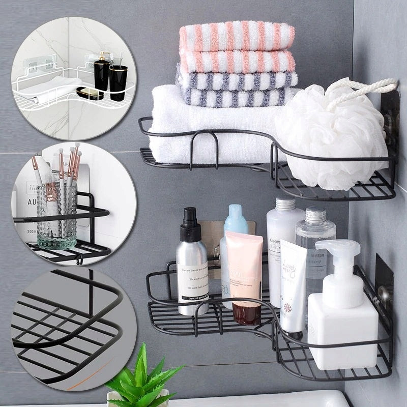 BATHROOM SHOWER CORNER SHELF BLACK HANGING SELF ADHESIVE LARGE XL Brand Likado