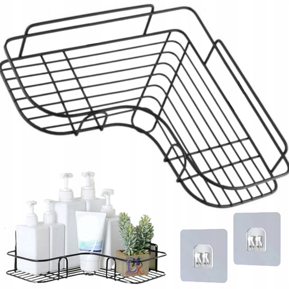 BATHROOM SHOWER CORNER SHELF BLACK HANGING SELF ADHESIVE LARGE XL