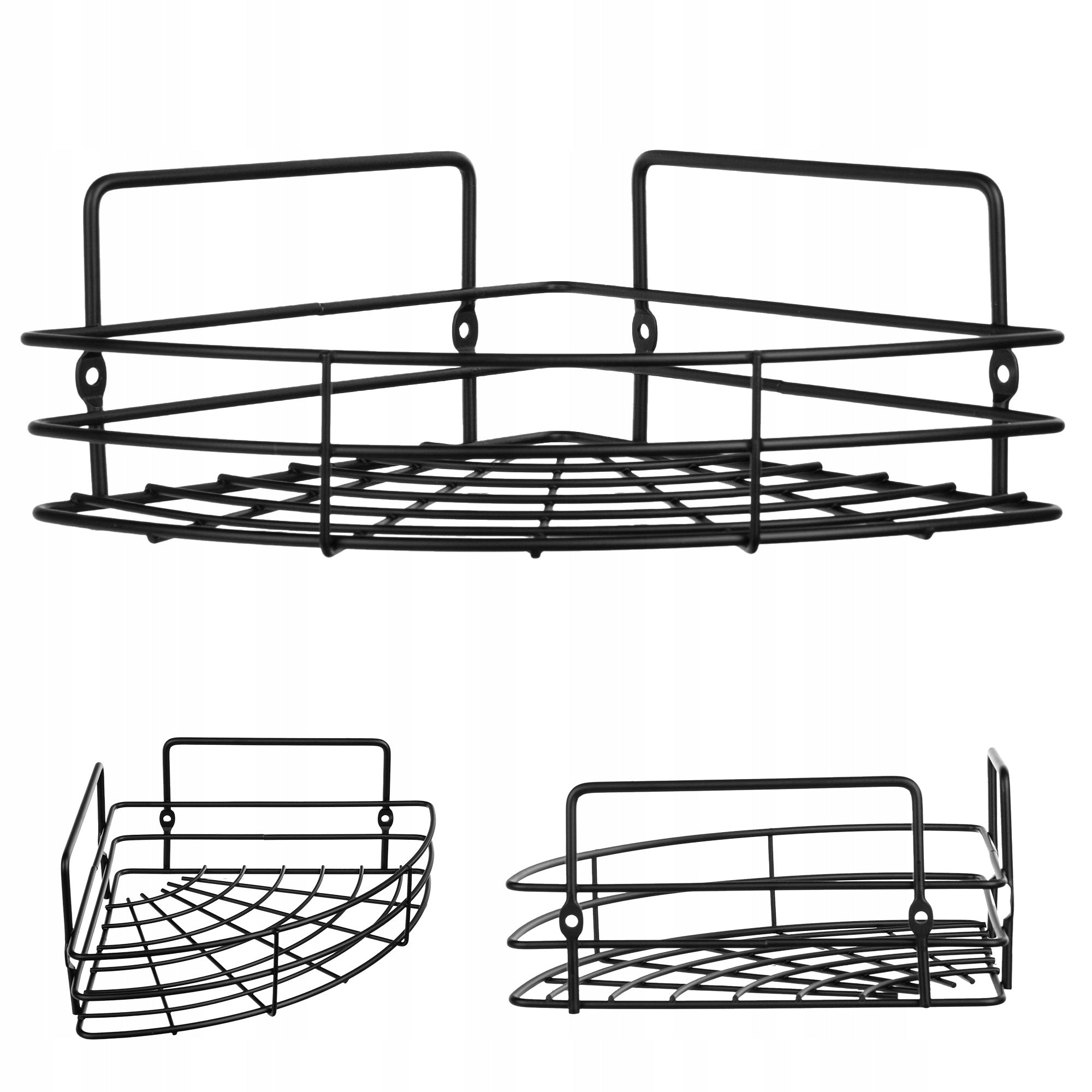 BATHROOM SHOWER SHELF HANGING BOOKCASE BLACK 1 LEVEL METAL LOFT