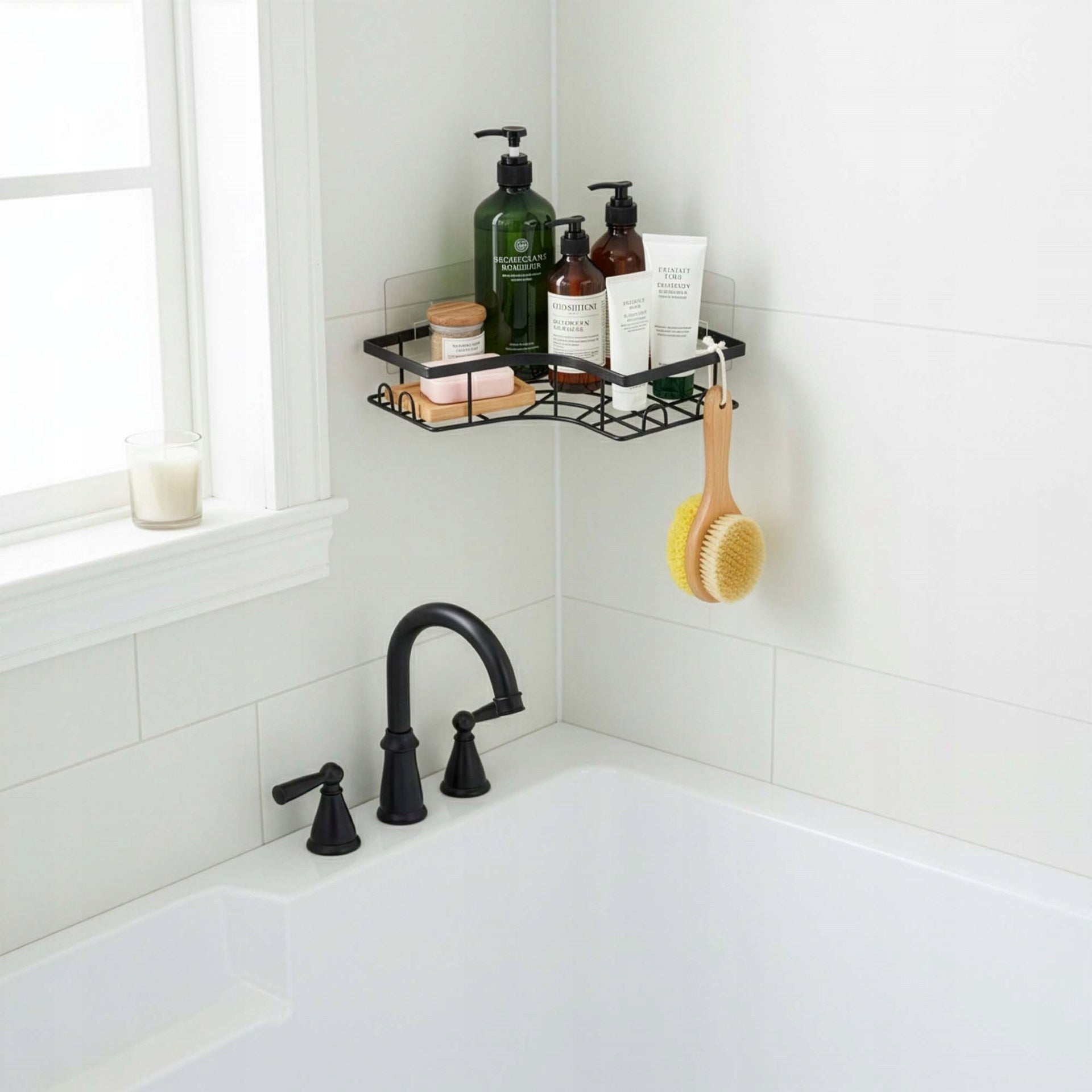 BATHROOM SHOWER SHELF SHELVES 2pcs LOFT HANGING SET BLACK WALL Packaging status original
