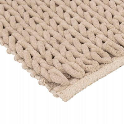 BATHROOM rug, braided, 50x75cm, soft beige Length 77 cm