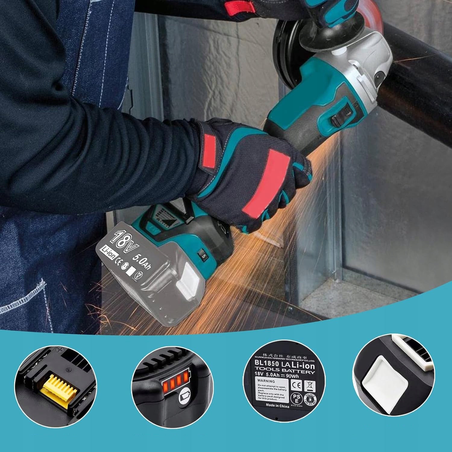BATTERIES FOR POWER TOOLS WITH LED POWER INDICATOR FOR MAKITA 18V Brand Makita