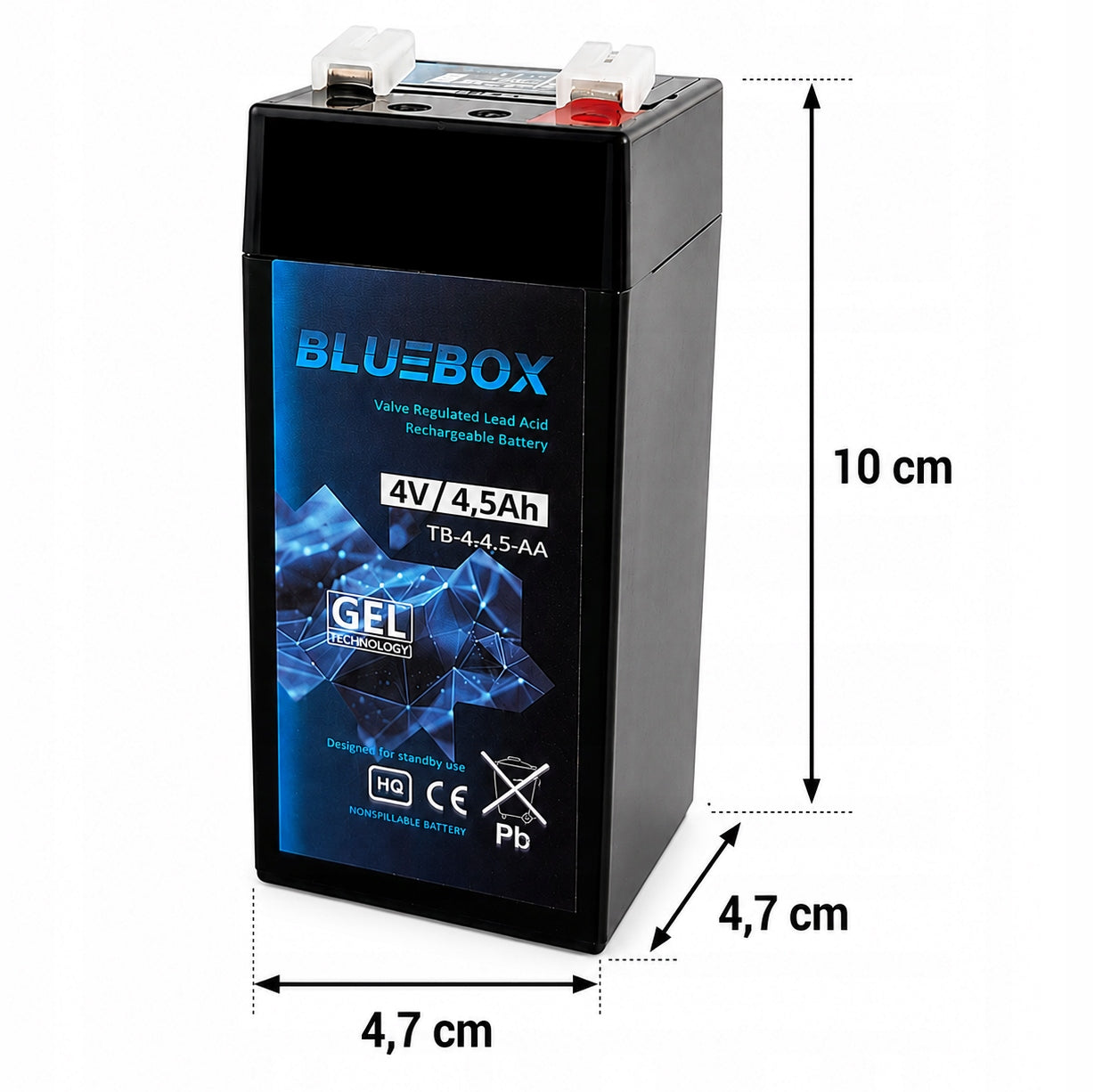 BATTERY 4V 4,5 AH / 20 HR GEL BATTERY FOR CASH REGISTER WEIGHT 10x4,7 cm