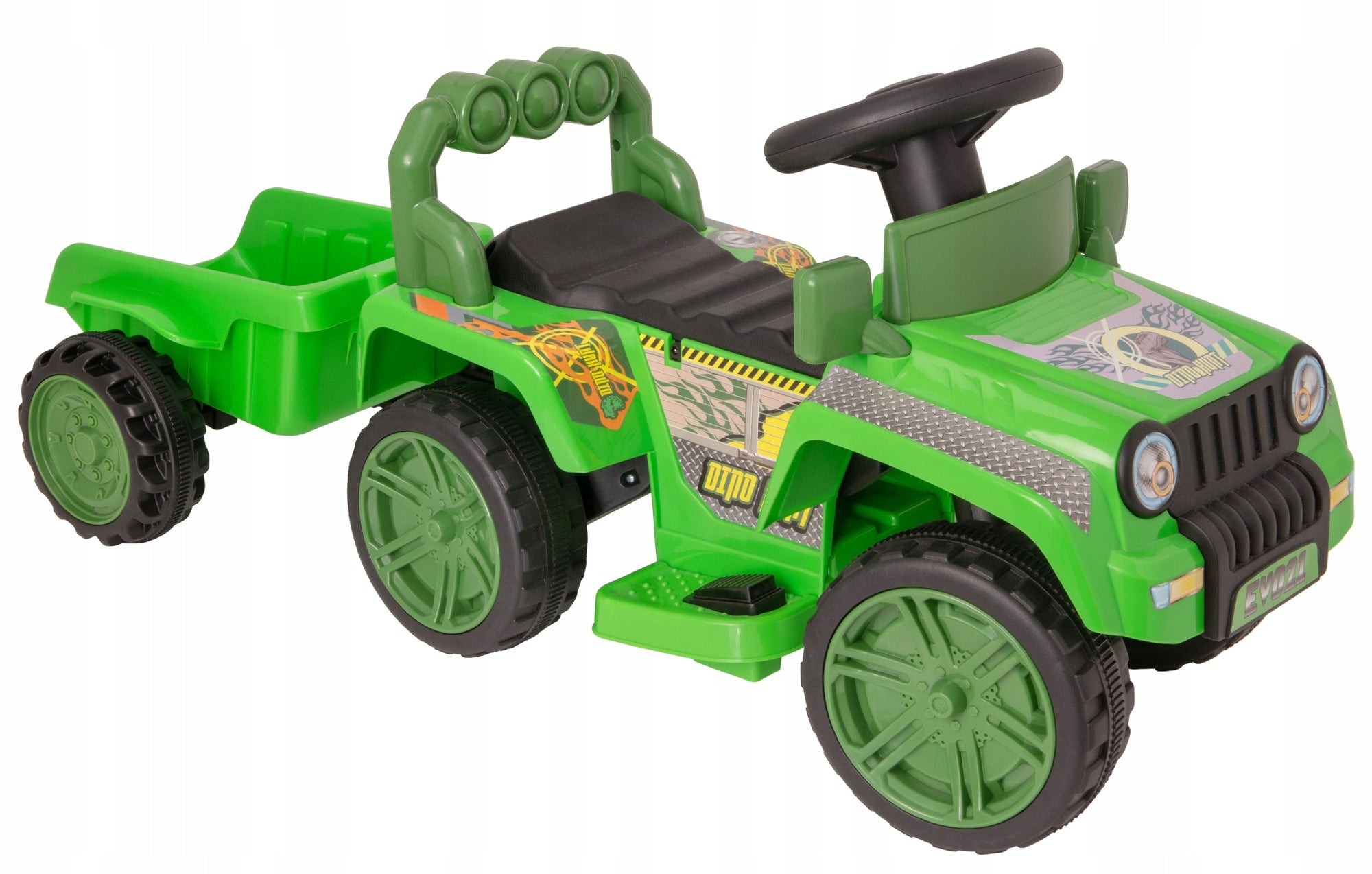 BATTERY CAR OFF-ROAD RIDER JURASSIC VEHICLE WITH DETACHABLE TRAILER Brand Evo