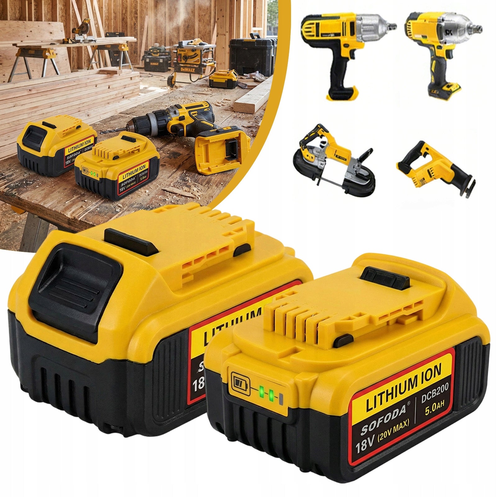 BATTERY FOR DEWALT 18V 5000MAH FAST CHARGING AND NO MEMORY EFFECT