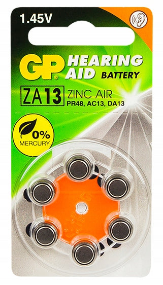 BATTERY FOR HEARING AID ZA13 GP 1,45V 7,9x5,4 mm 6 PCS