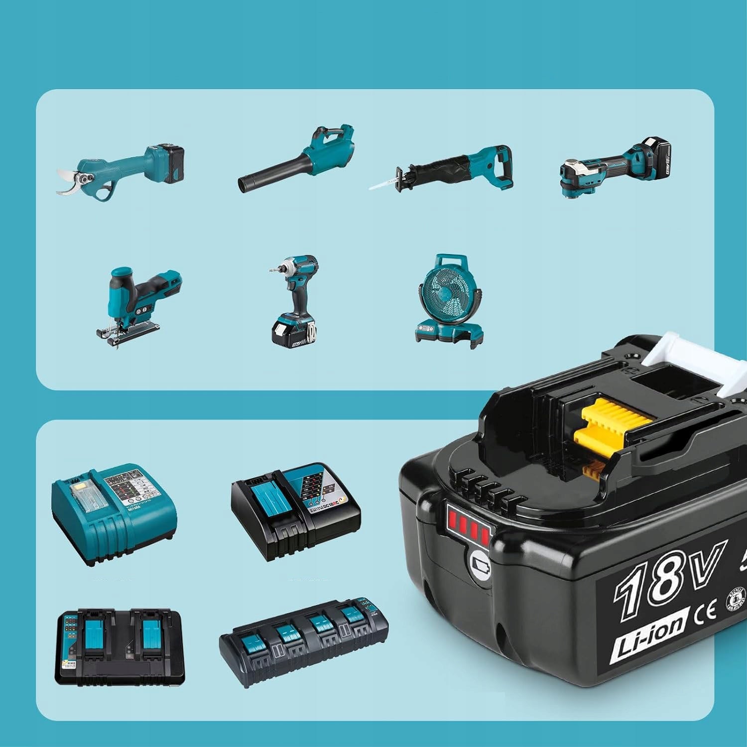 BATTERY FOR MAKITA TOOL 5AH 18V BL1860B BL1850 BL1855 WITH LED INDICATORS Brand Makita