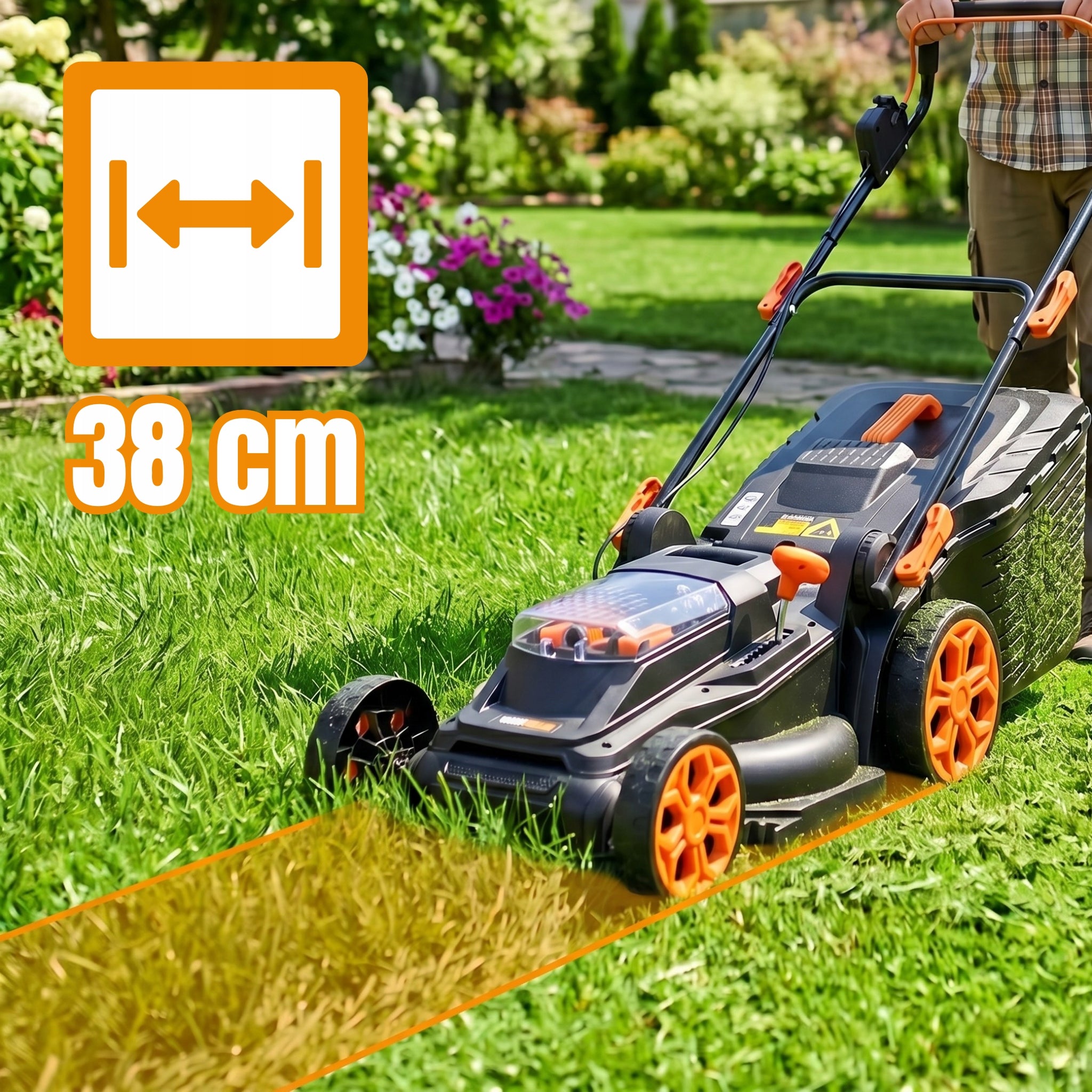 BATTERY MOWER 38CM 45L 40V INDUCTION MOTOR + 2X AKU + CHARGER Model TC-LB-38-40V