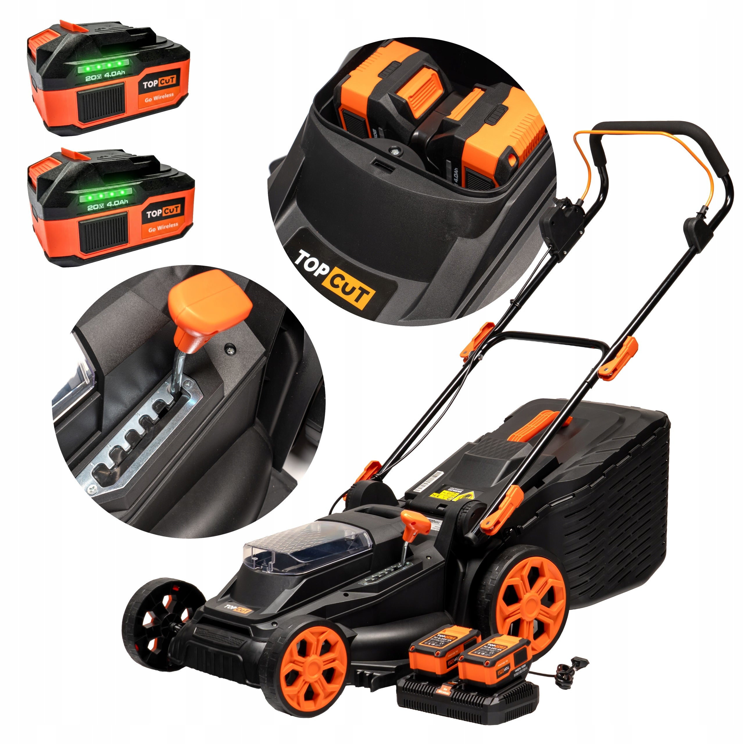 BATTERY MOWER 38CM 45L 40V INDUCTION MOTOR + 2X AKU + CHARGER