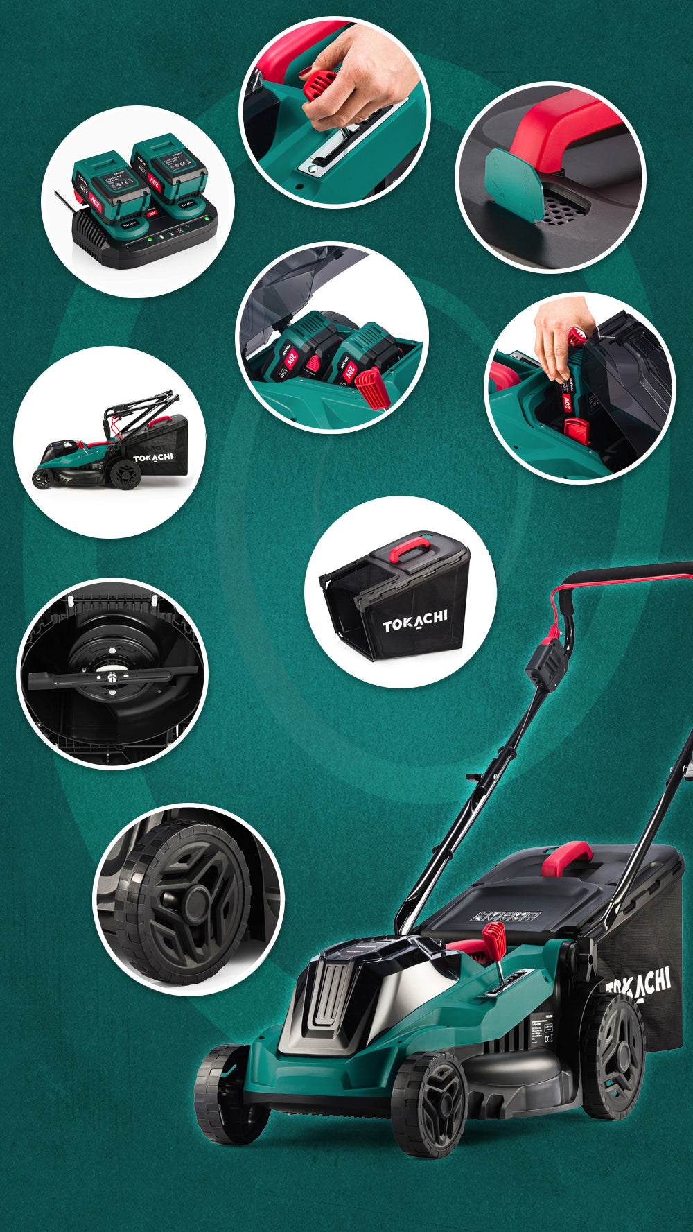 BATTERY MOWER 38CM STRONG 40V TWO BATTERIES 8AH BASKET 42L + CHARGER Packaging status original