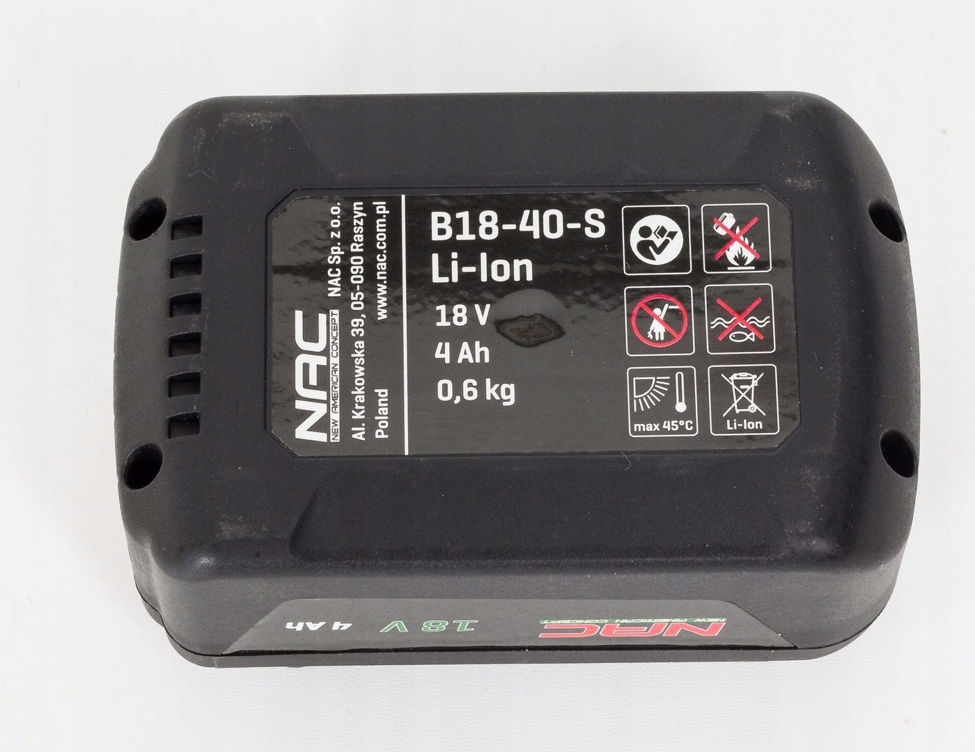 BATTERY NAC B18-40-S 4,0 Ah 18 V SERIES S Lithium-ion POWERFUL Batteries included yes