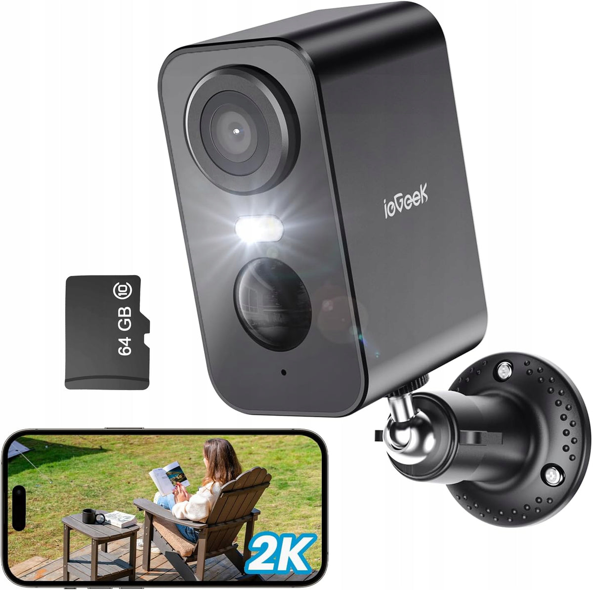 BATTERY OPERATED CAMERA WIRELESS AUDIO IP WIFI 3MPX DOUBLE SIDED AUDIO 64GB SD