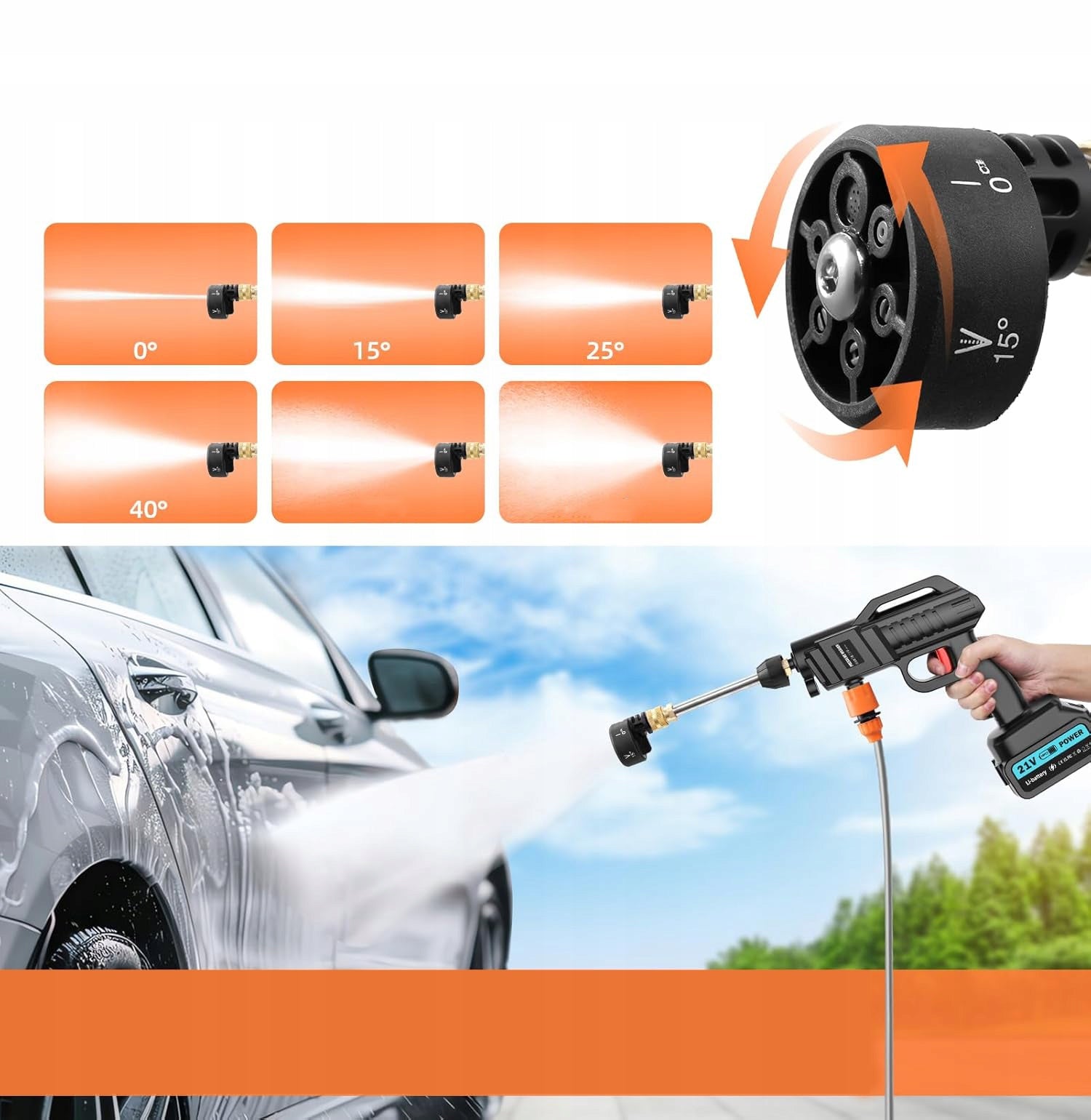 BATTERY PRESSURE WASHER 2 BATTERIES 3 Ah 21V FOAMER AND SUITCASE Packaging status original