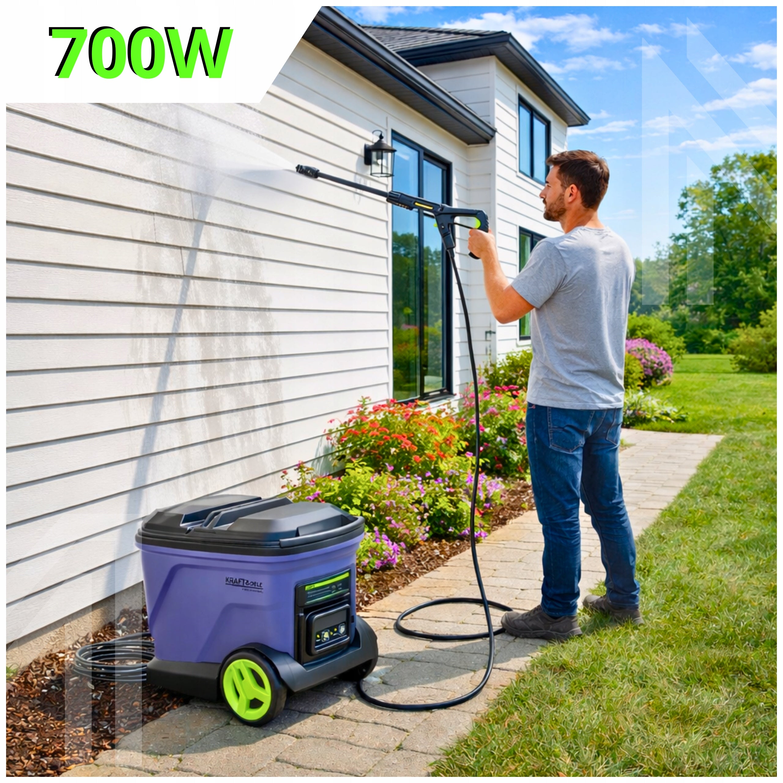 BATTERY PRESSURE WASHER 200 BAR TANK 20L STRONG 700W 42V 3000mAh Manufacturer code MYJKA CIŚNIENIOWA AKUMULATOROWA 200 BAR