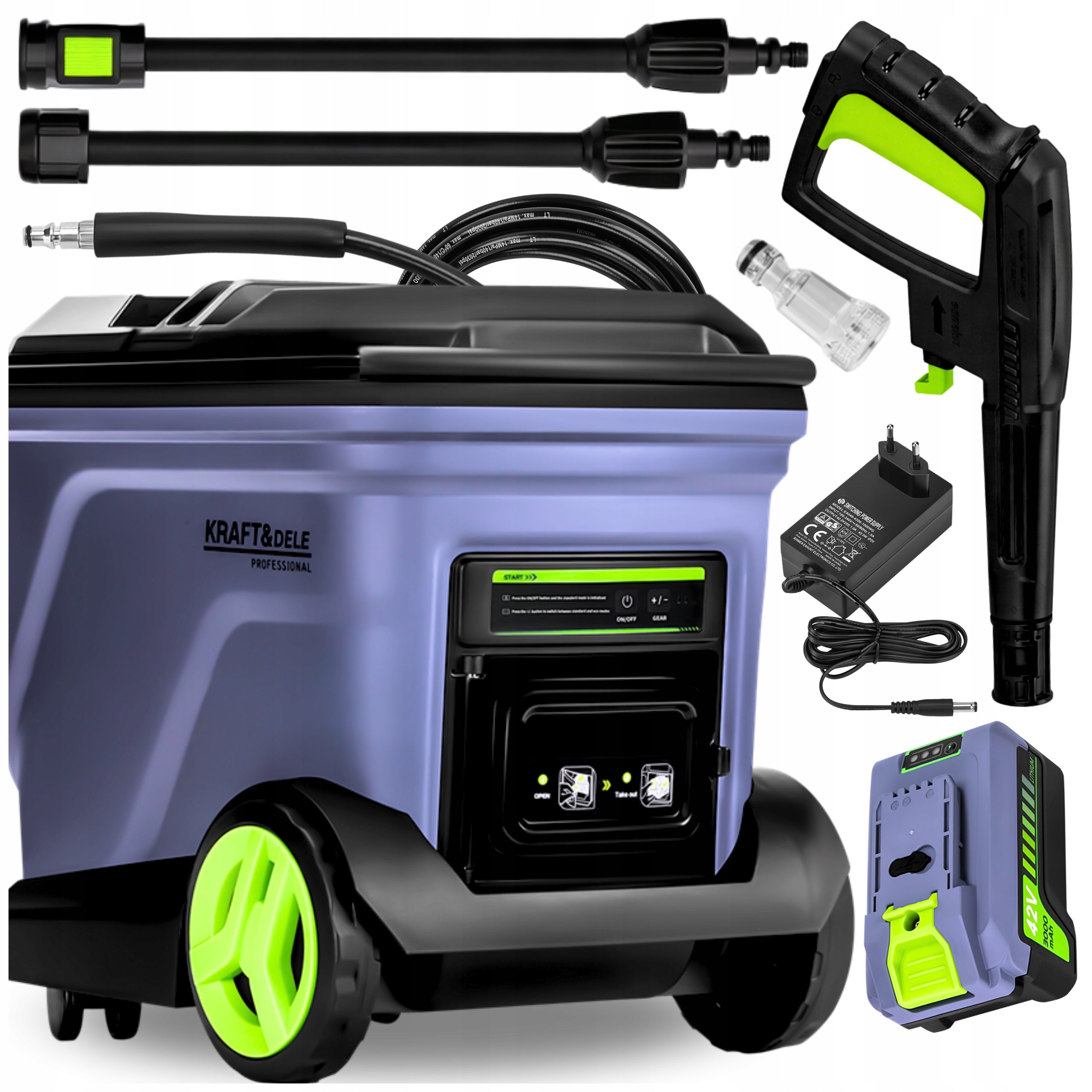 BATTERY PRESSURE WASHER 200 BAR TANK 20L STRONG 700W 42V 3000mAh
