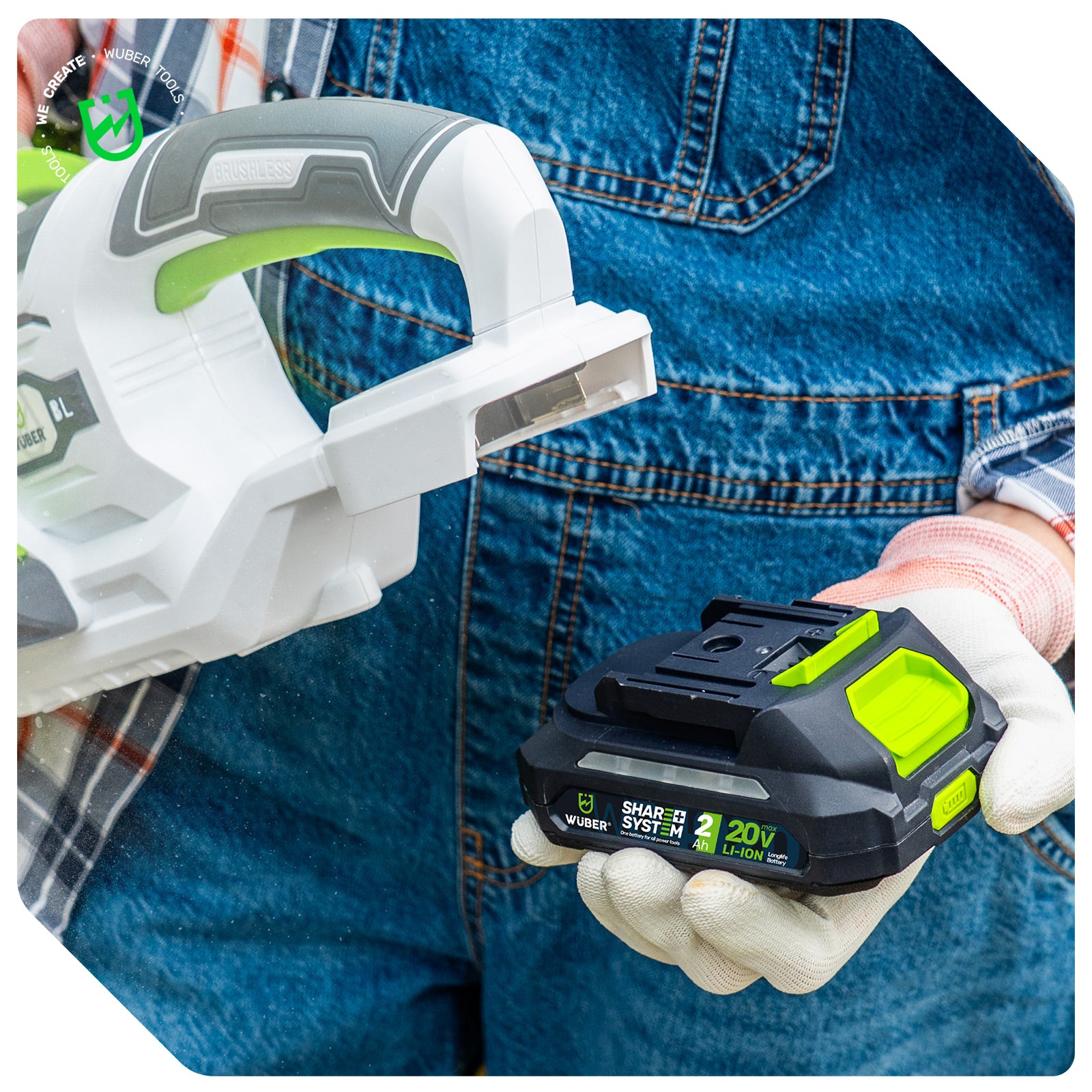 BATTERY WUBER SHARE+ LITHIUM ION SYSTEM 20 V 2.0 AH WUBER Battery capacity 2 Ah