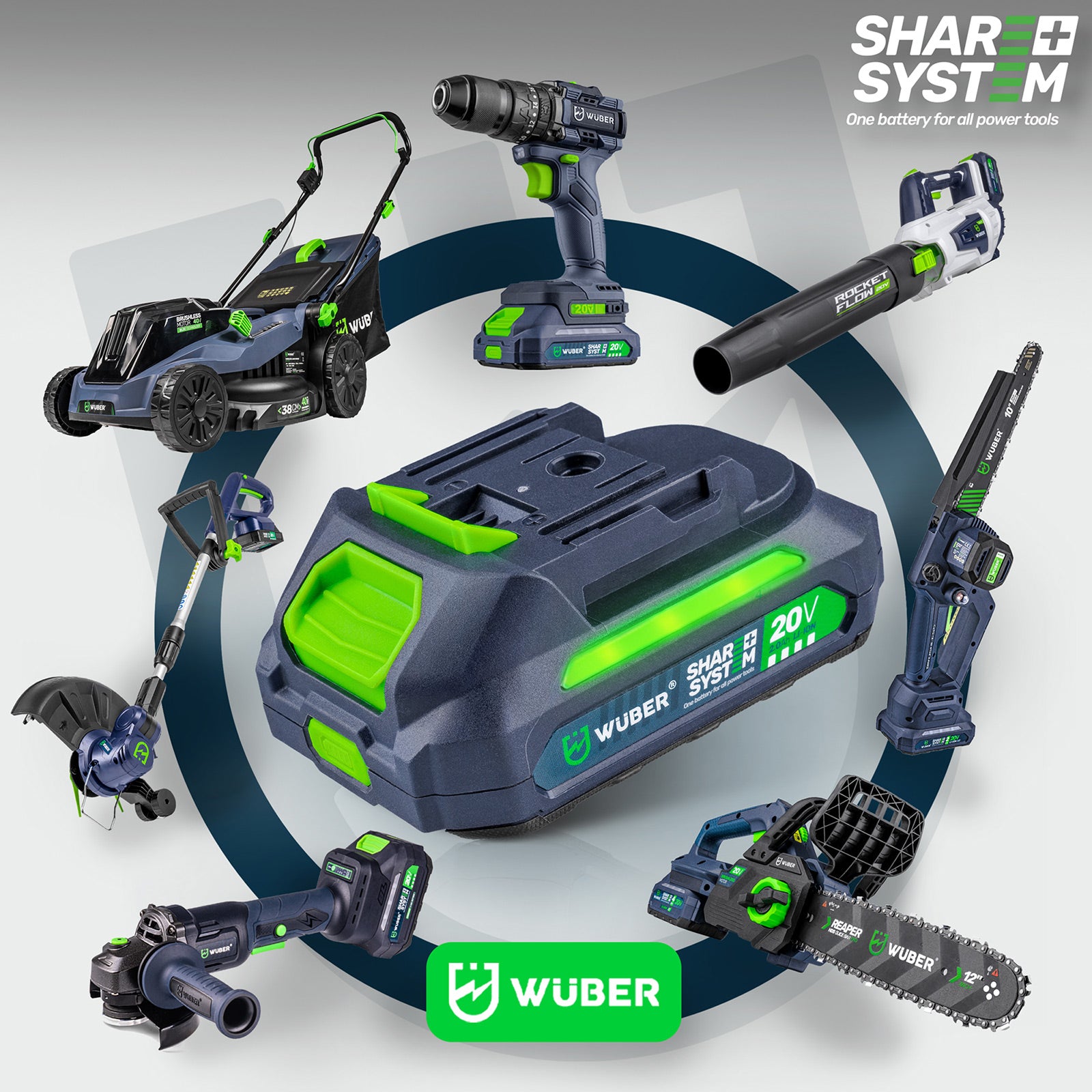 BATTERY WUBER SHARE+ LITHIUM ION SYSTEM 20 V 2.0 AH WUBER Packaging status original