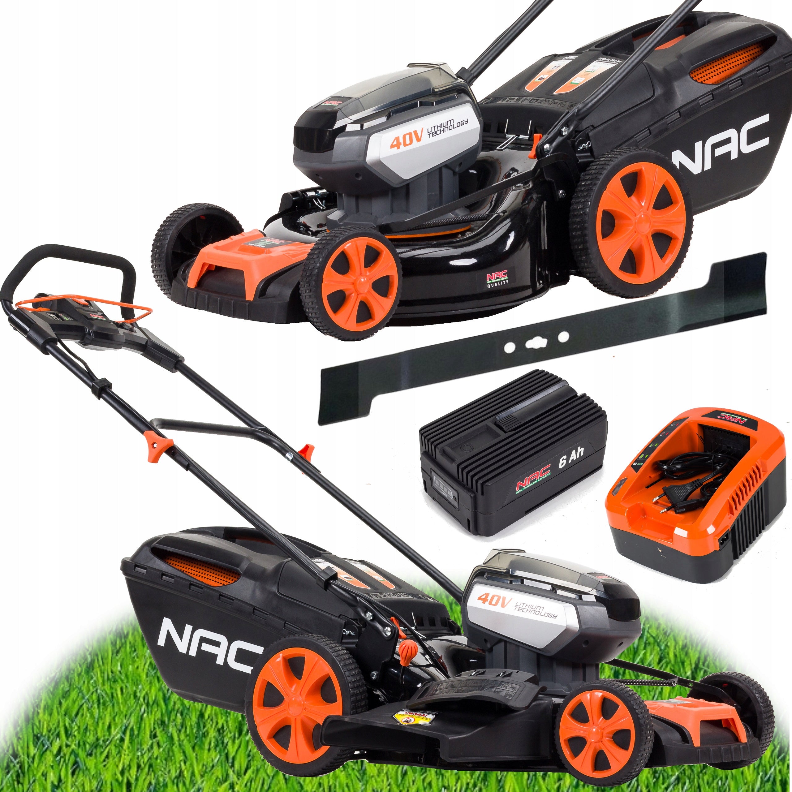 BATTERY mower NAC 46 cm 40V INDUCTION MOTOR Steel 4in1 +AKU 6Ah