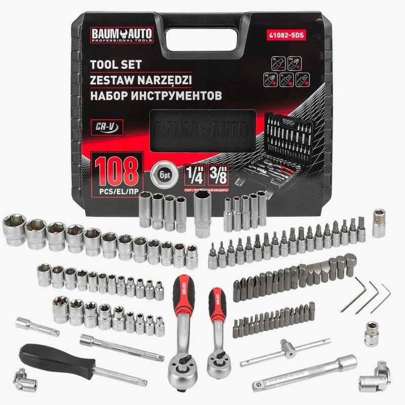 BAUMAUTO Tool set LARGE 108 ELEMENTS 1/4" 3/8" 6-angle 4-22mm EAN (GTIN) 5905101390416