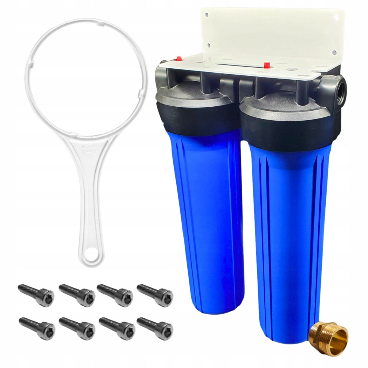 BB 20 Inch Water Filter Body, Set of 2 x Body, Wrench, Mounting Plate