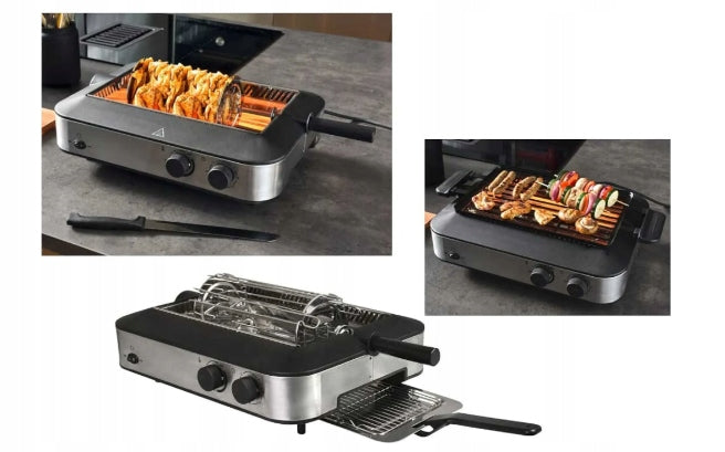 BBQ Electric grill kebab infrared timer large 1600W set