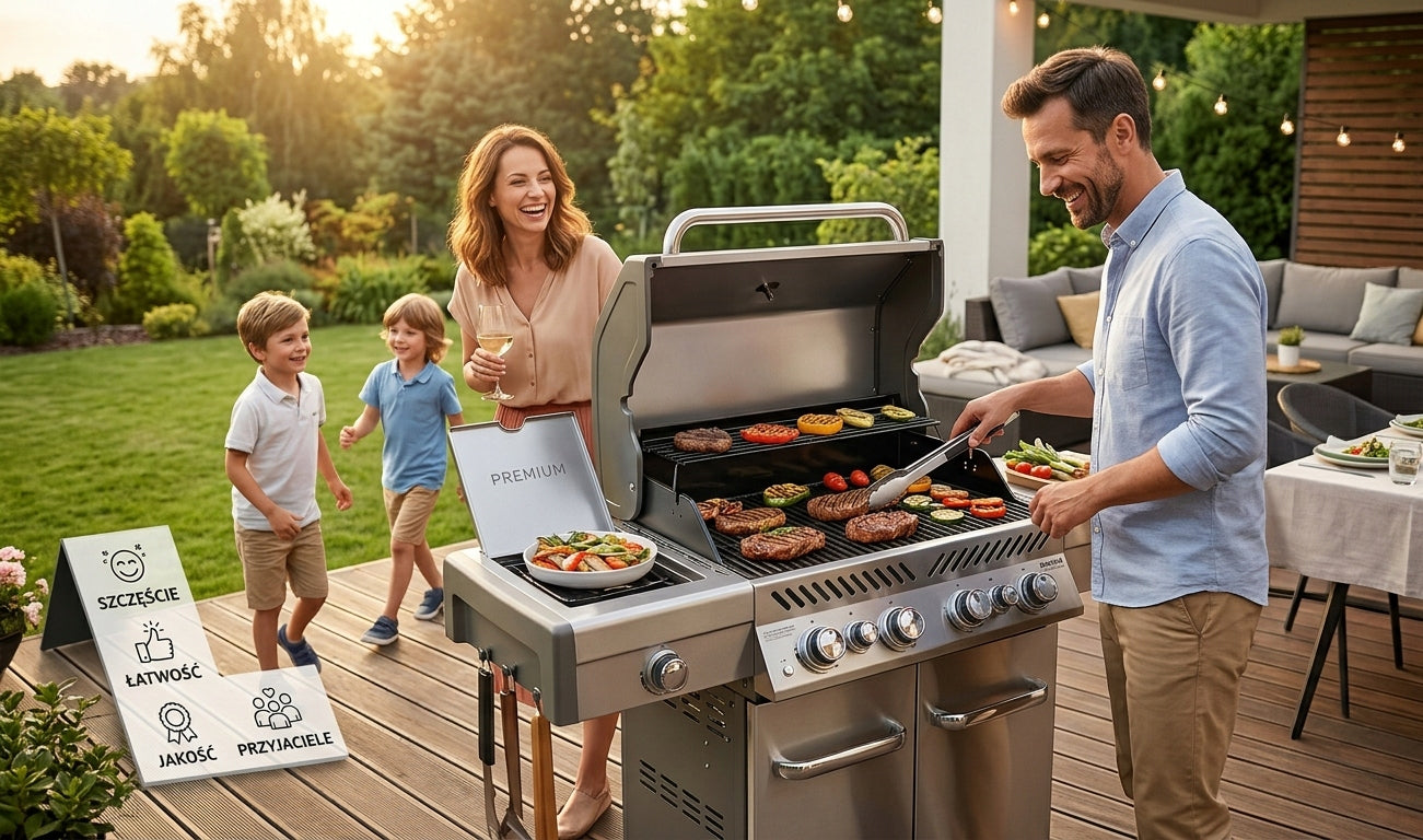 BBQ GARDEN GRILL - burners 3 power 8,70 kW - reducer + hose set Grill width 114 cm