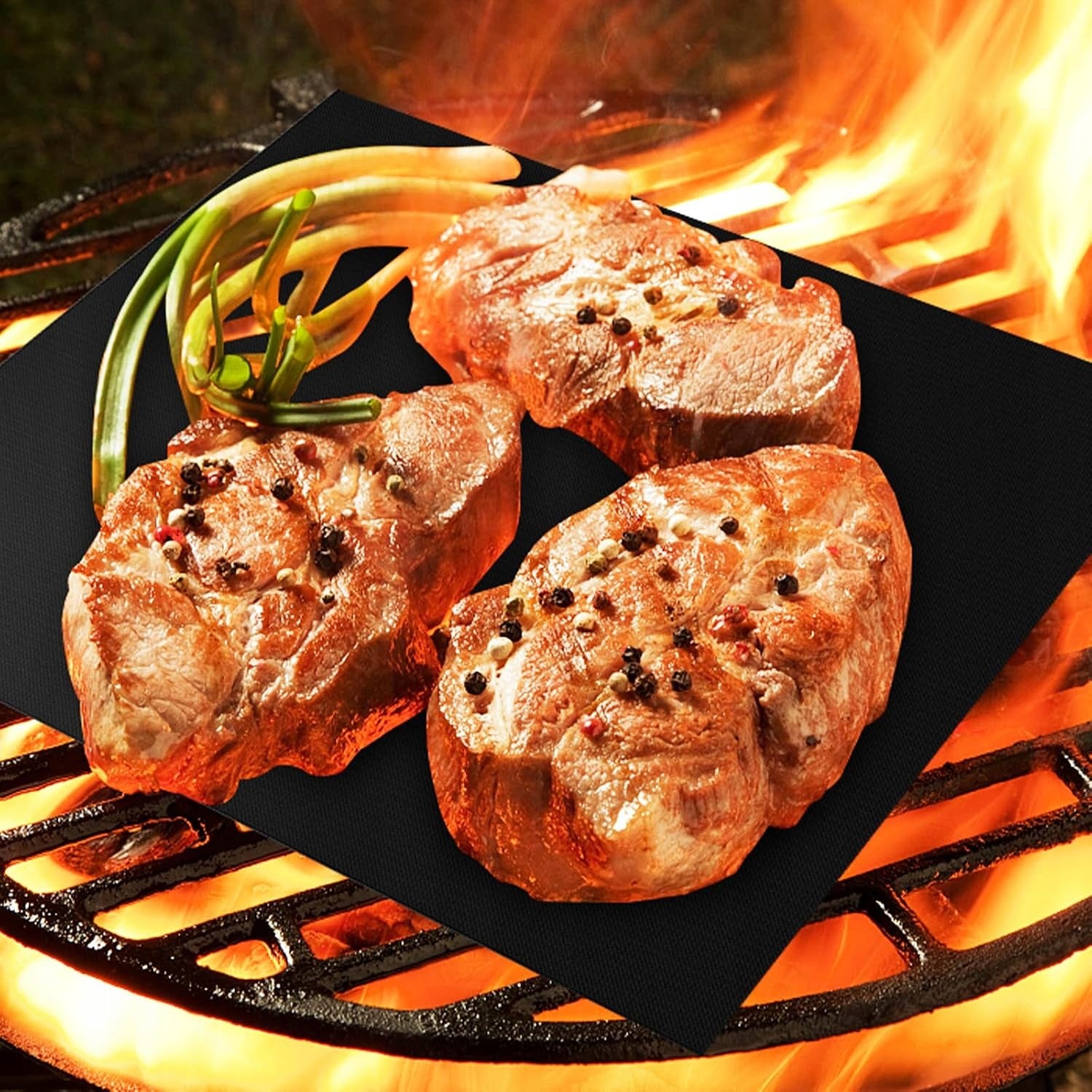 BBQ MAT 40X33 CM BLACK SET OF 8 Medical device no