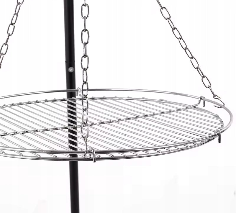 BBQ TRIPOD HANGING GARDEN FIRE PIT LARGE WITH GRATE 50 CM Grill height 152.5 cm