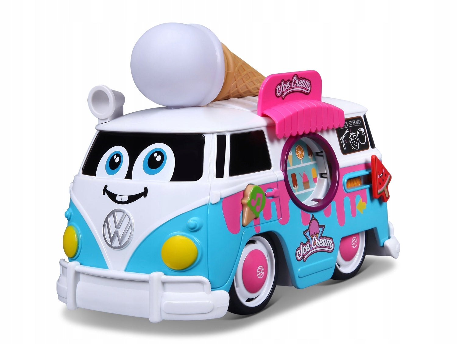 Žaislinis ledų autobusiukas Bburago Junior Volkswagen Magic Ice Cream Bus, 16-88610, LT, LV, EE kalbos
