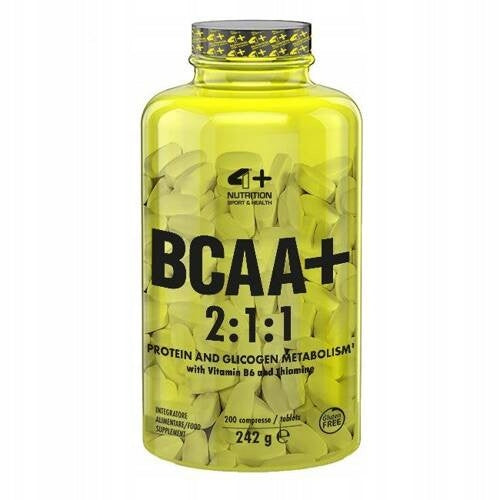 BCAA 2:1:1 4+ NUTRITION 200 Capsules Regeneration Strength 242g Expiration date at least six months from the date of purchase