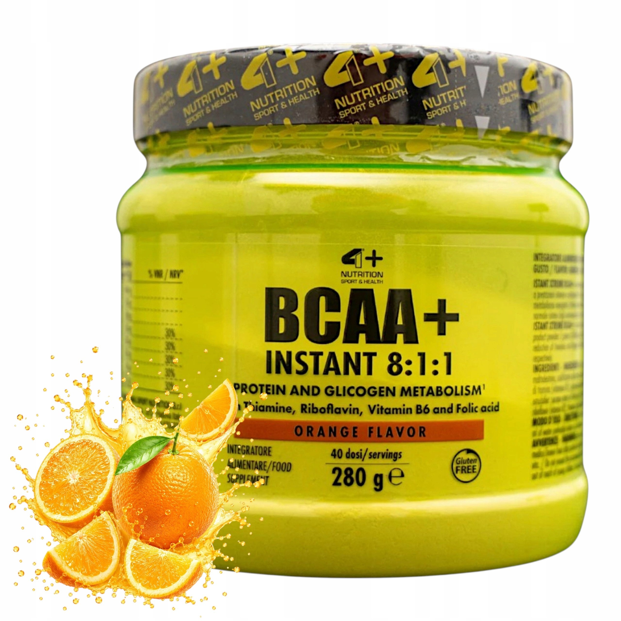BCAA 4+ Nutrition 8:1:1 Amino Acids Regeneration Vitamins Orange Flavour