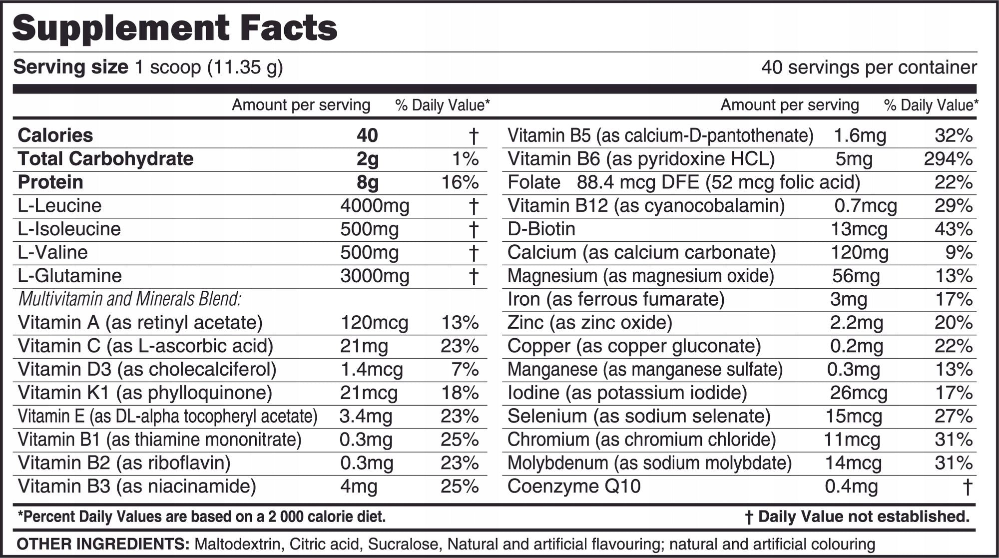BCAA 8:1:1 amino acids, L-glutamine, multivitamin - tropical fruits Brand MLO