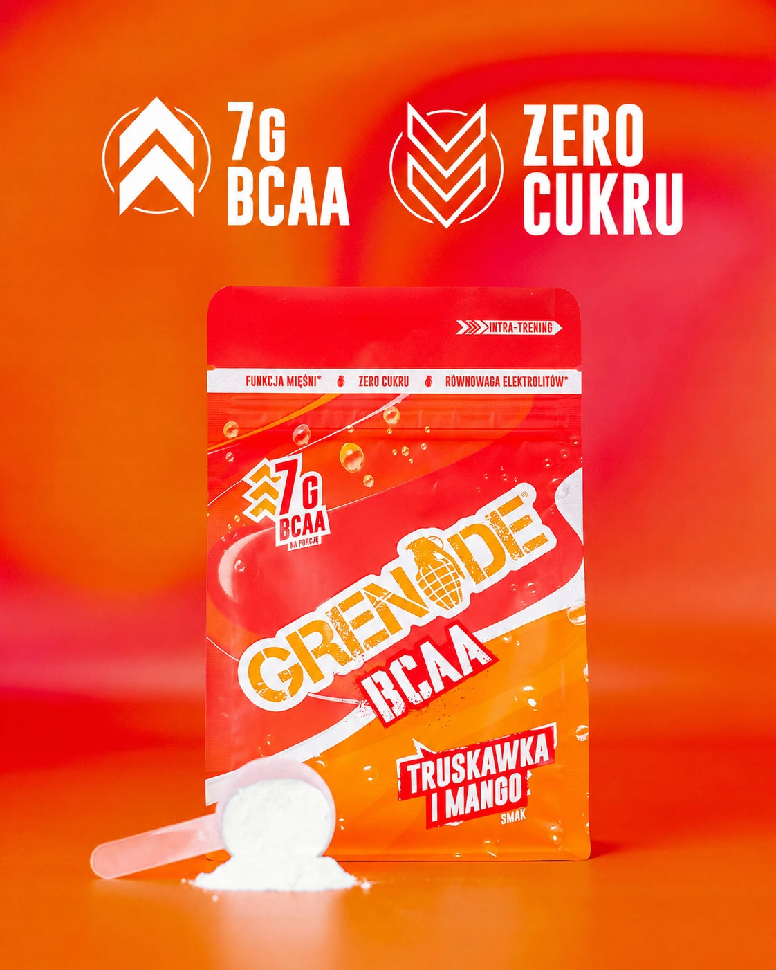 BCAA Grenade Strawberry 390 g branched for regeneration Packaging status original